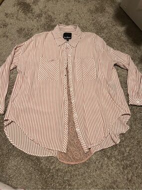 Sam Edelman Blush and White Striped Button-Down Shirt